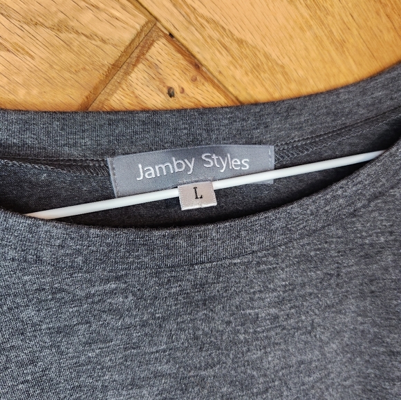 Jamby Styles solid dark gray large quarter length sleeve casual blouse - Picture 7 of 11